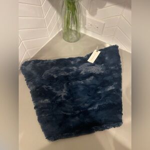 ANTHROPOLOGIE Faux Fur Infinity Scarf Navy